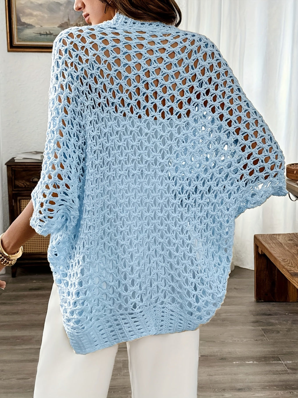 Women's Light Boho Knit Cardigan with Batwing Sleeves