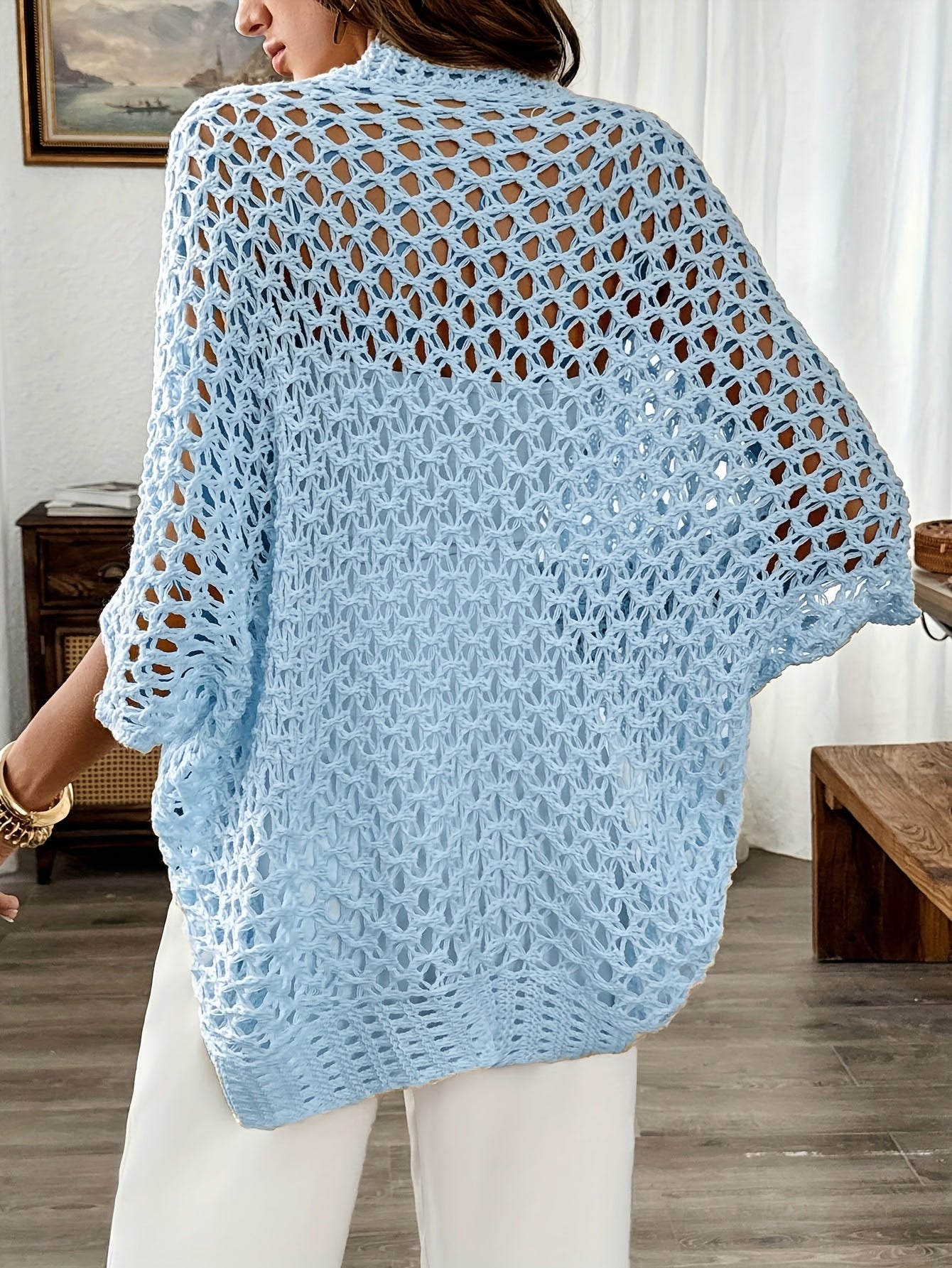 Women's Light Boho Knit Cardigan with Batwing Sleeves