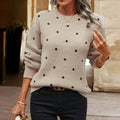 Women's Polka Dot Knit Sweater | Cozy Crew Neck Pullover in Multiple Colors
