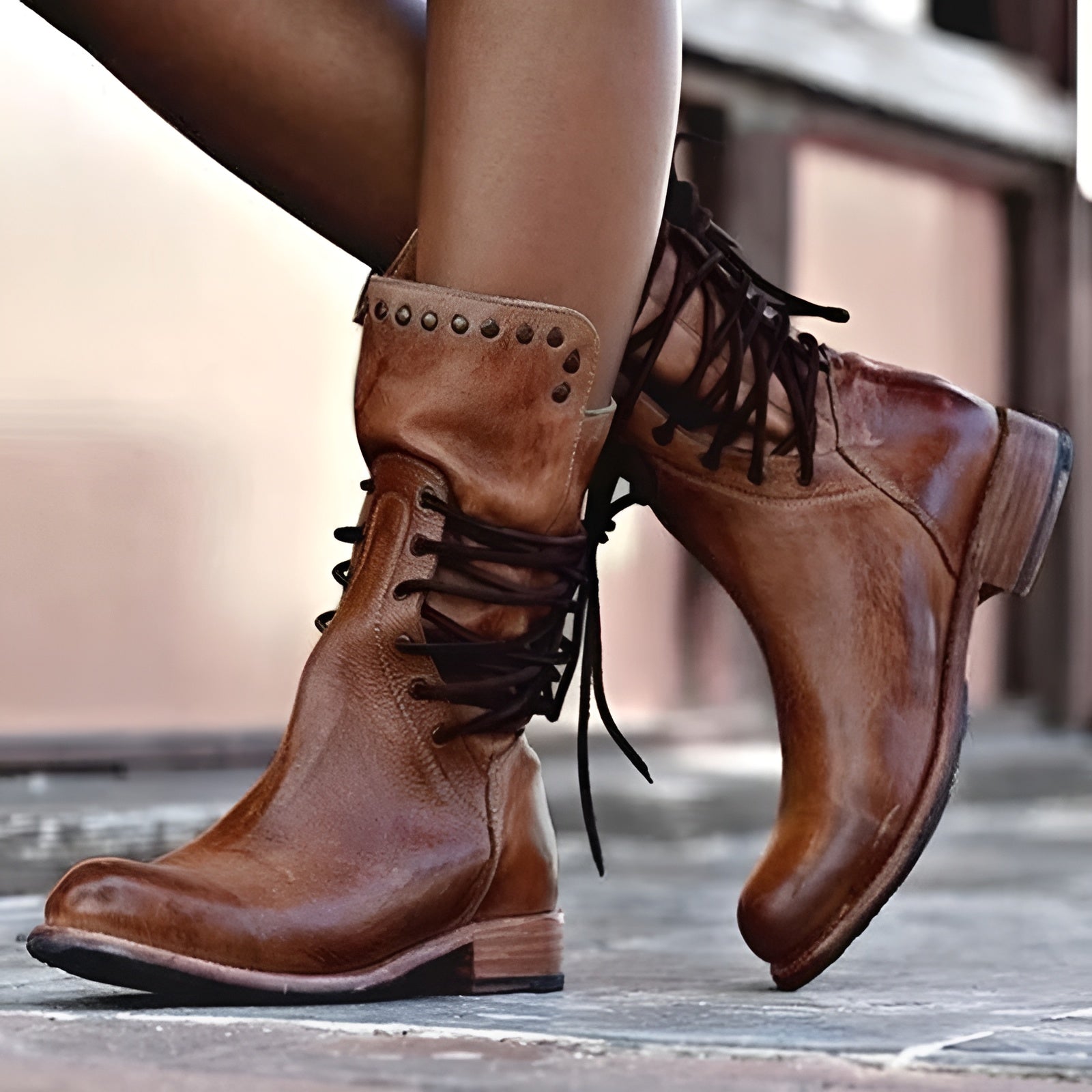 Women's Luxury Leather Lace-Up Boots | Classic Ankle Boots with Premium Finish