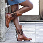 Women's Luxury Leather Lace-Up Boots | Classic Ankle Boots with Premium Finish