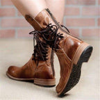 Women's Luxury Leather Lace-Up Boots | Classic Ankle Boots with Premium Finish