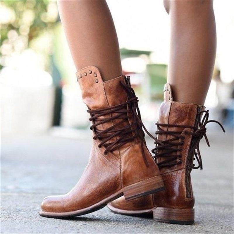 Women's Luxury Leather Lace-Up Boots | Classic Ankle Boots with Premium Finish