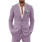 Men's Lightweight Casual Linen Suit | Breathable Summer Two-Piece for Warm Weather Style