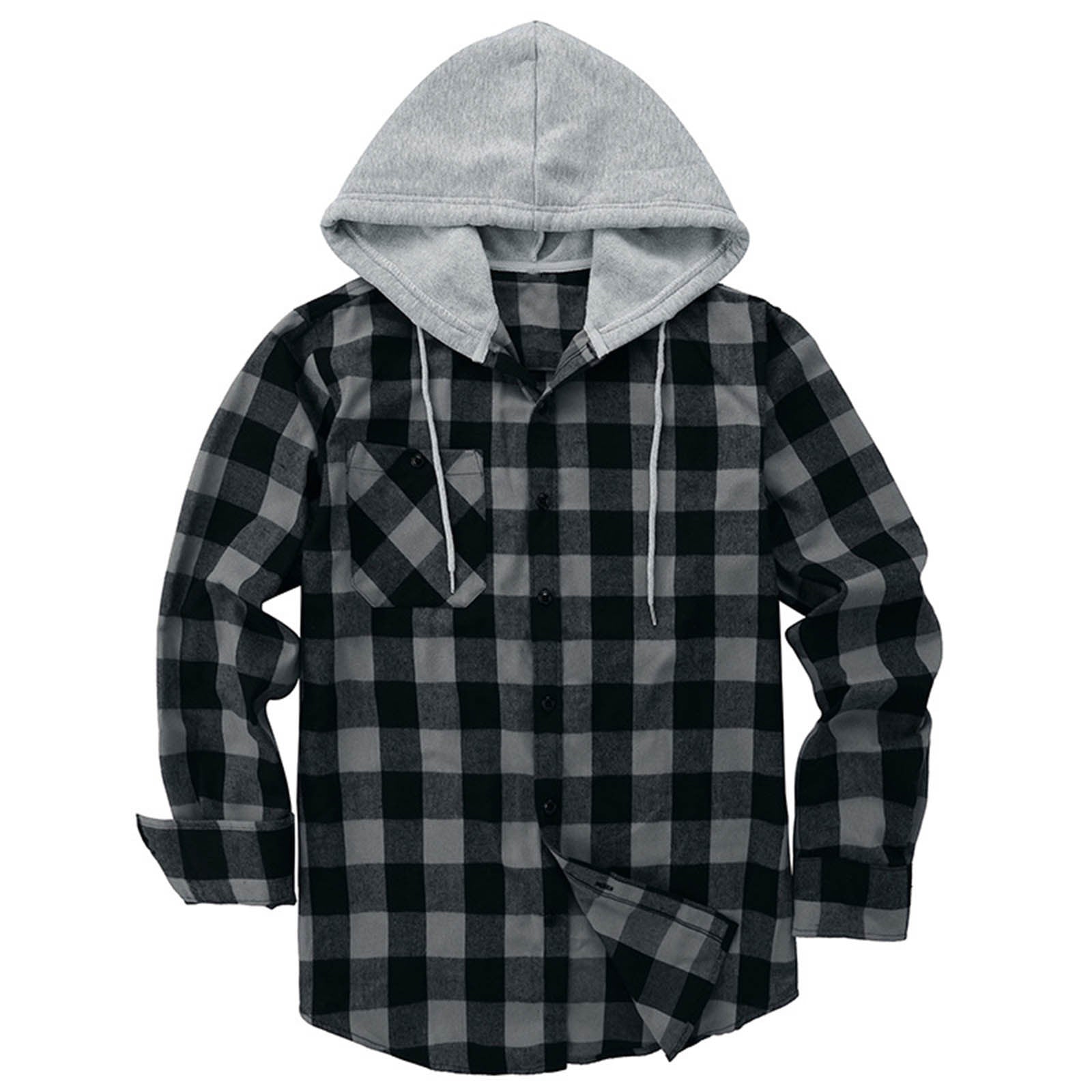Men's Casual Plaid Hoodie Shirt
