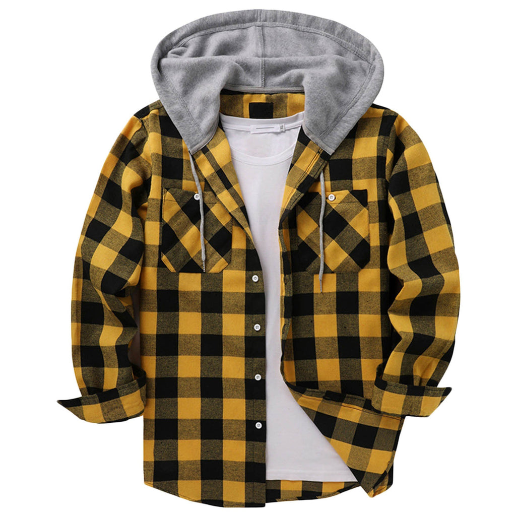 Men's Casual Plaid Hoodie Shirt