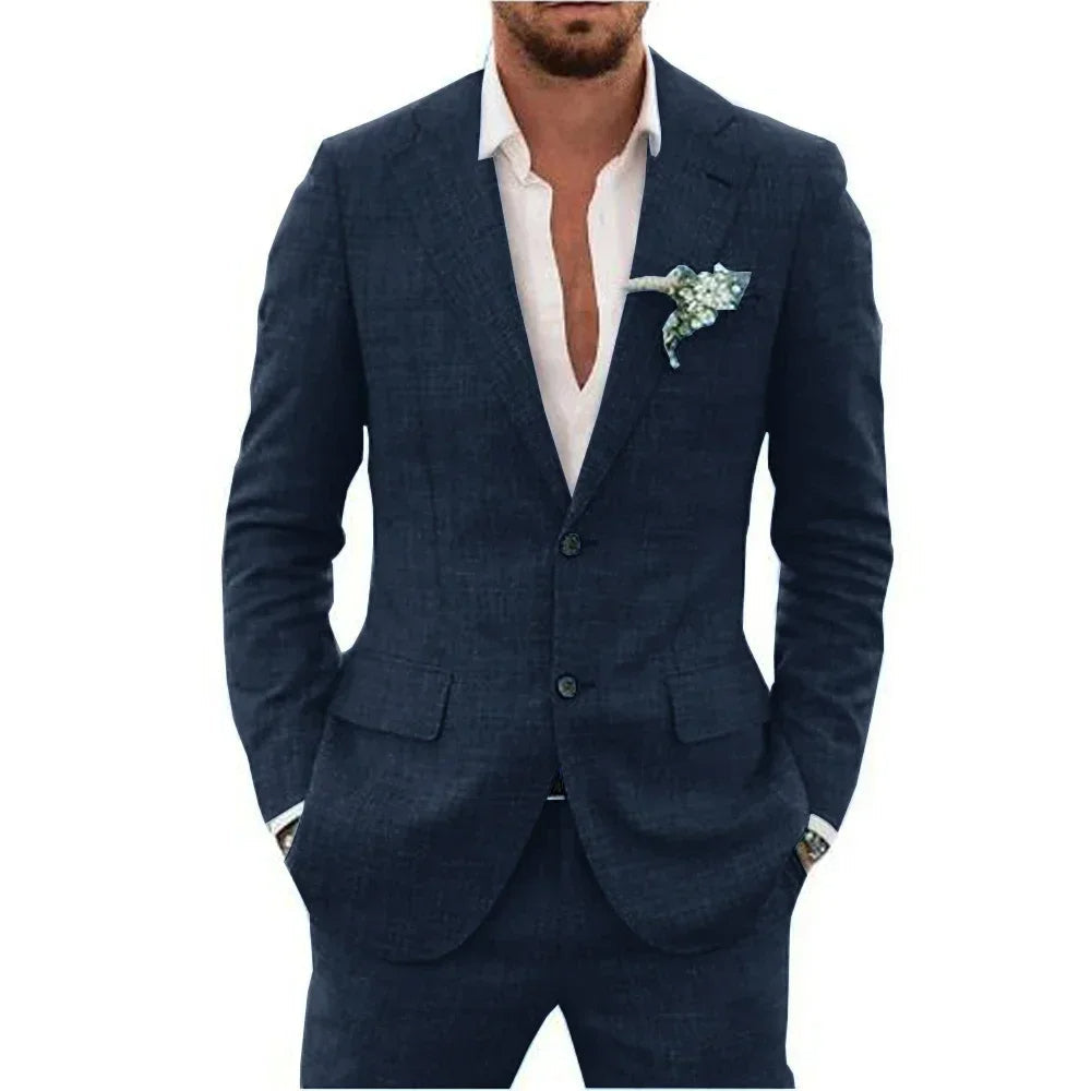 Men's Lightweight Casual Linen Suit | Breathable Summer Two-Piece for Warm Weather Style