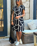 Women's Stylish Midi Dress with Short Sleeves