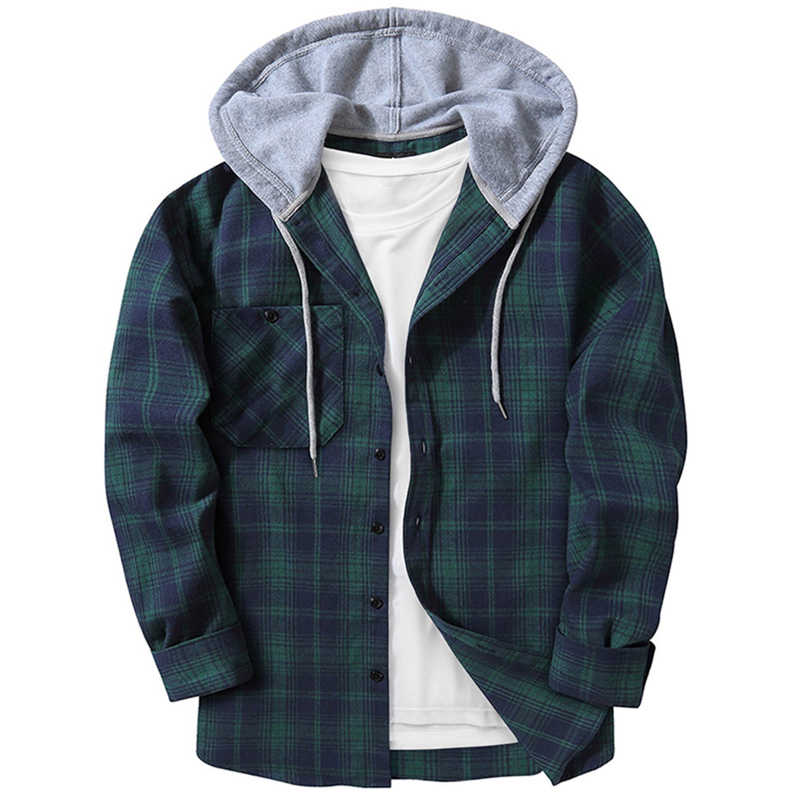 Men's Casual Plaid Hoodie Shirt