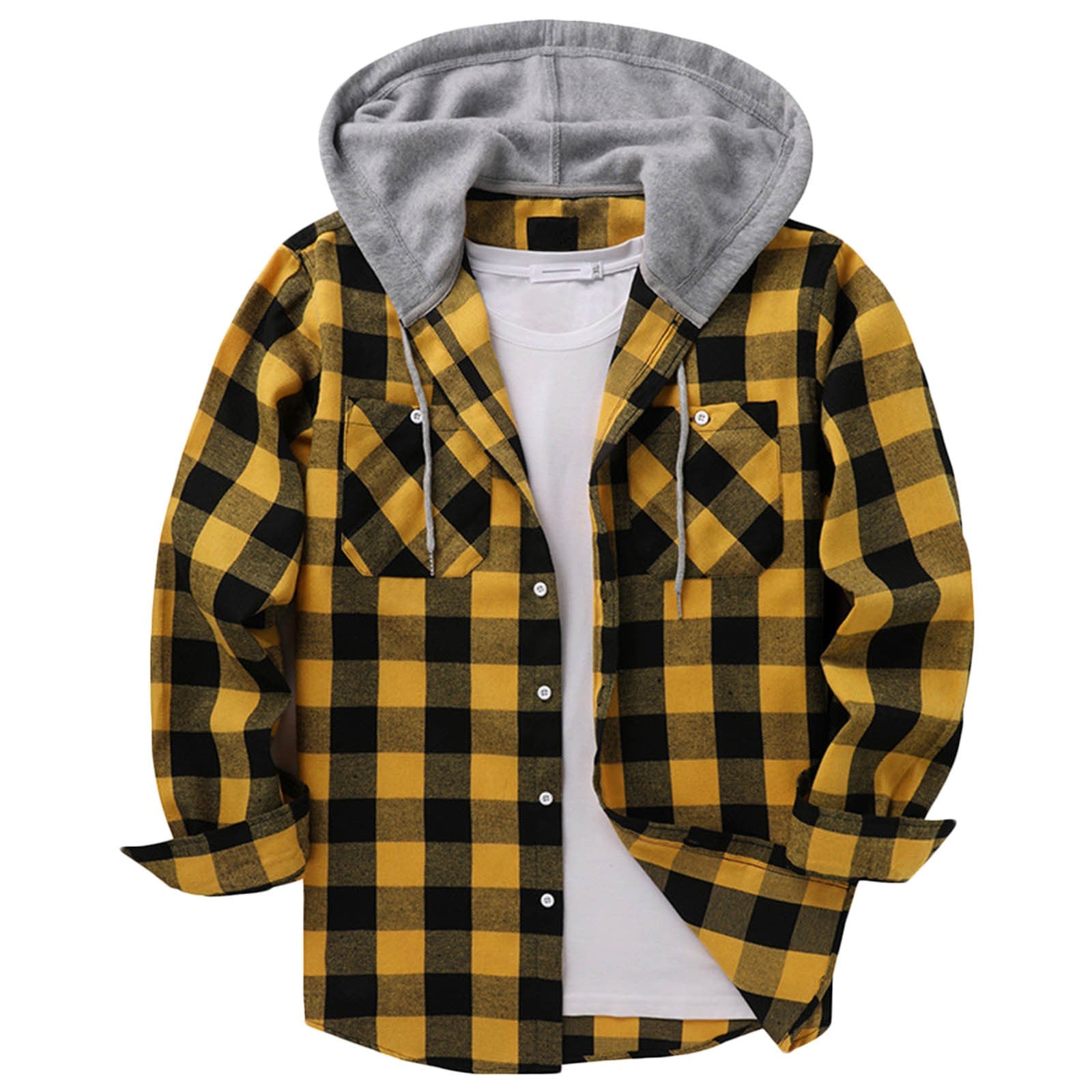 Men's Casual Plaid Hoodie Shirt