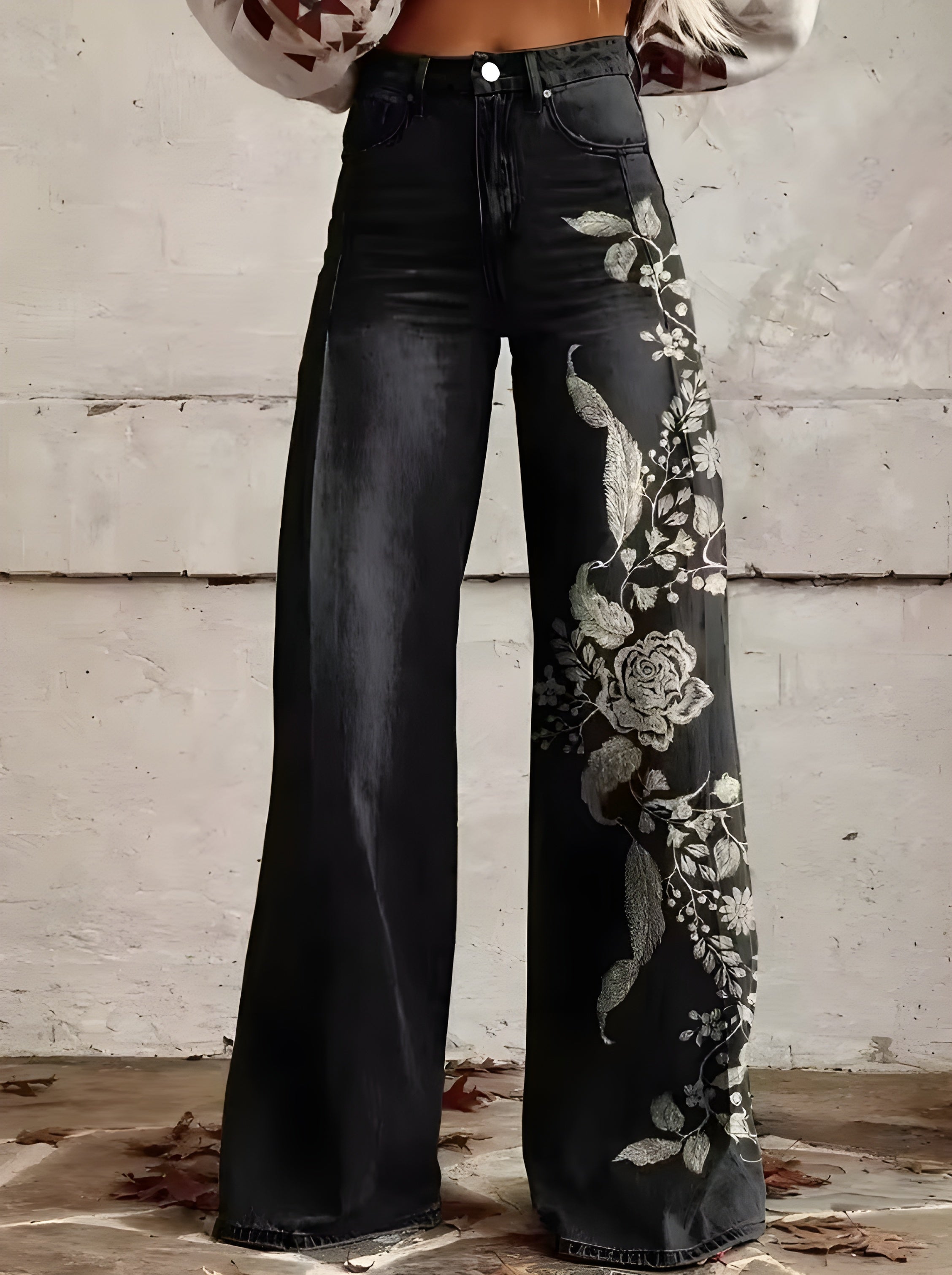 Women's Boho Floral Wide-Leg Pants | High Waist Vintage Print Trousers