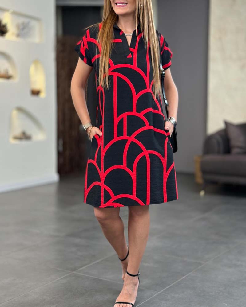 Women's Stylish Midi Dress with Short Sleeves