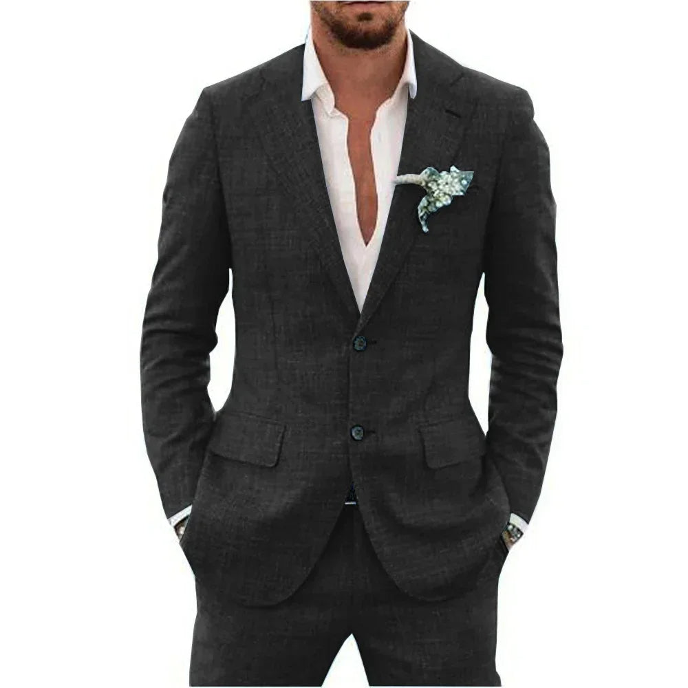 Men's Lightweight Casual Linen Suit | Breathable Summer Two-Piece for Warm Weather Style