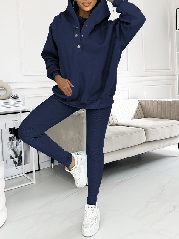 Women's 3-Piece Hoodie & Leggings Comfort Set | Soft Cozy Loungewear Outfit