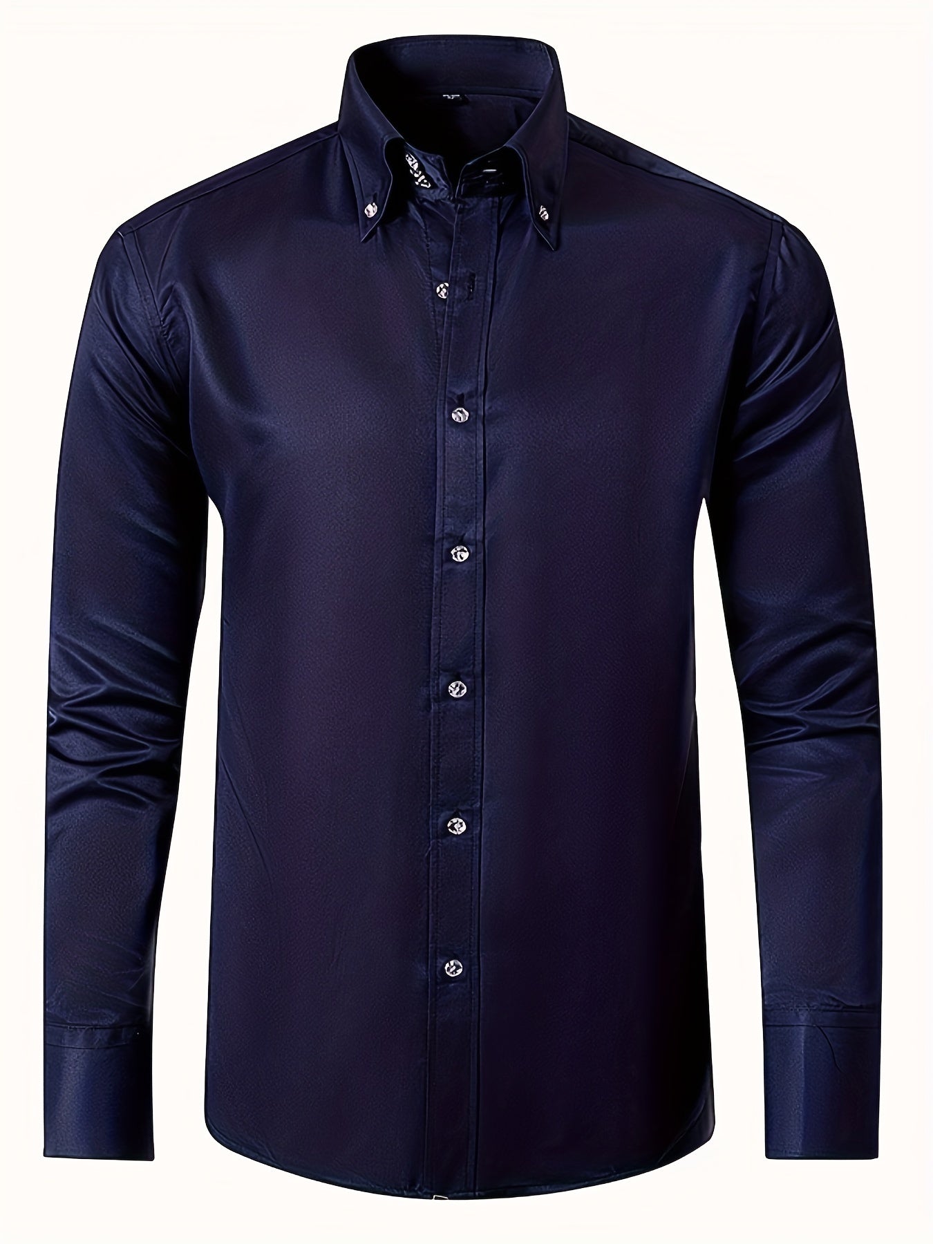 Men's Solid Color Long-Sleeve Shirt