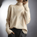 Women's Handcrafted High-Neck Sweater | Artisanal Turtleneck Knitwear with Unique Detail