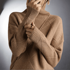 Women's Handcrafted High-Neck Sweater | Artisanal Turtleneck Knitwear with Unique Detail