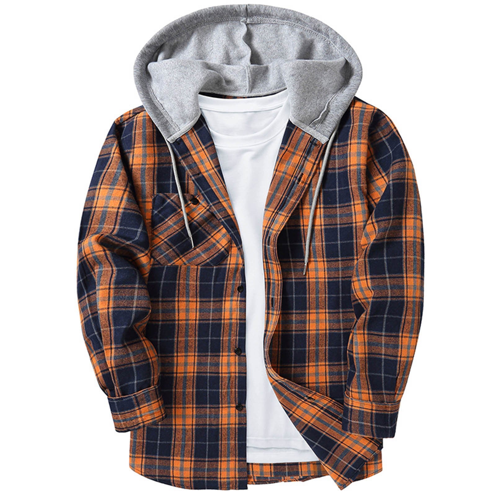 Men's Casual Plaid Hoodie Shirt