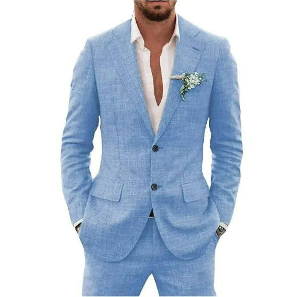 Men's Lightweight Casual Linen Suit | Breathable Summer Two-Piece for Warm Weather Style