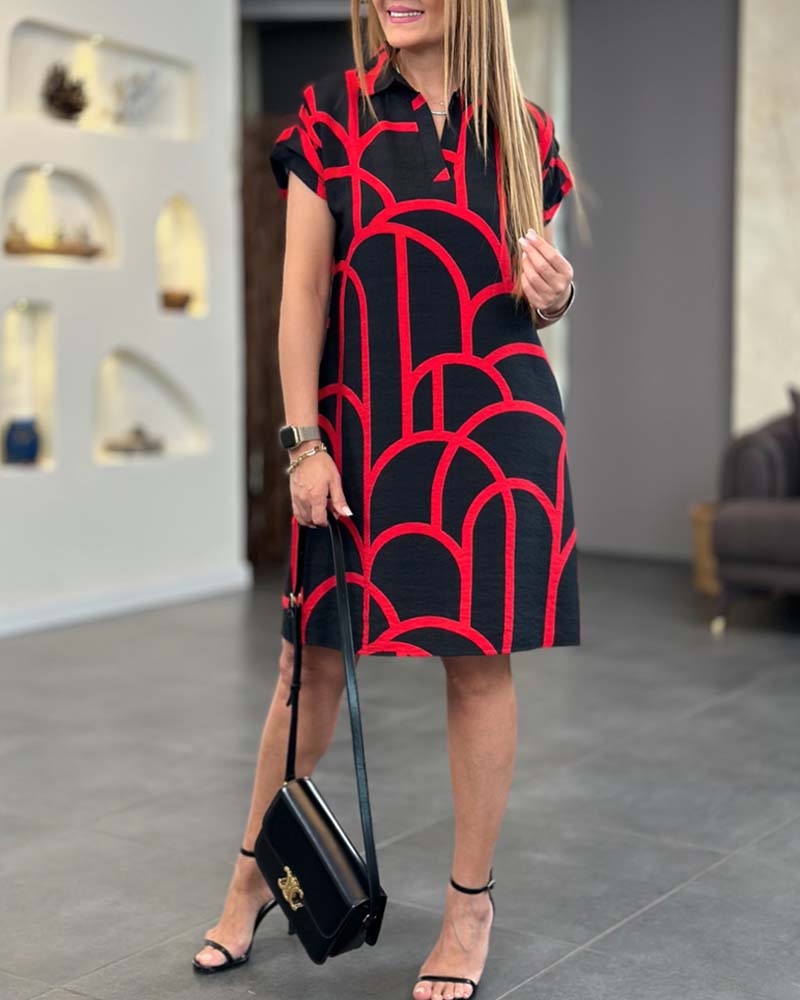 Women's Stylish Midi Dress with Short Sleeves