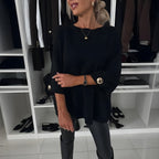 Women's Knit 3/4 Sleeve Top | Relaxed Casual Ribbed Knitwear for Everyday Wear