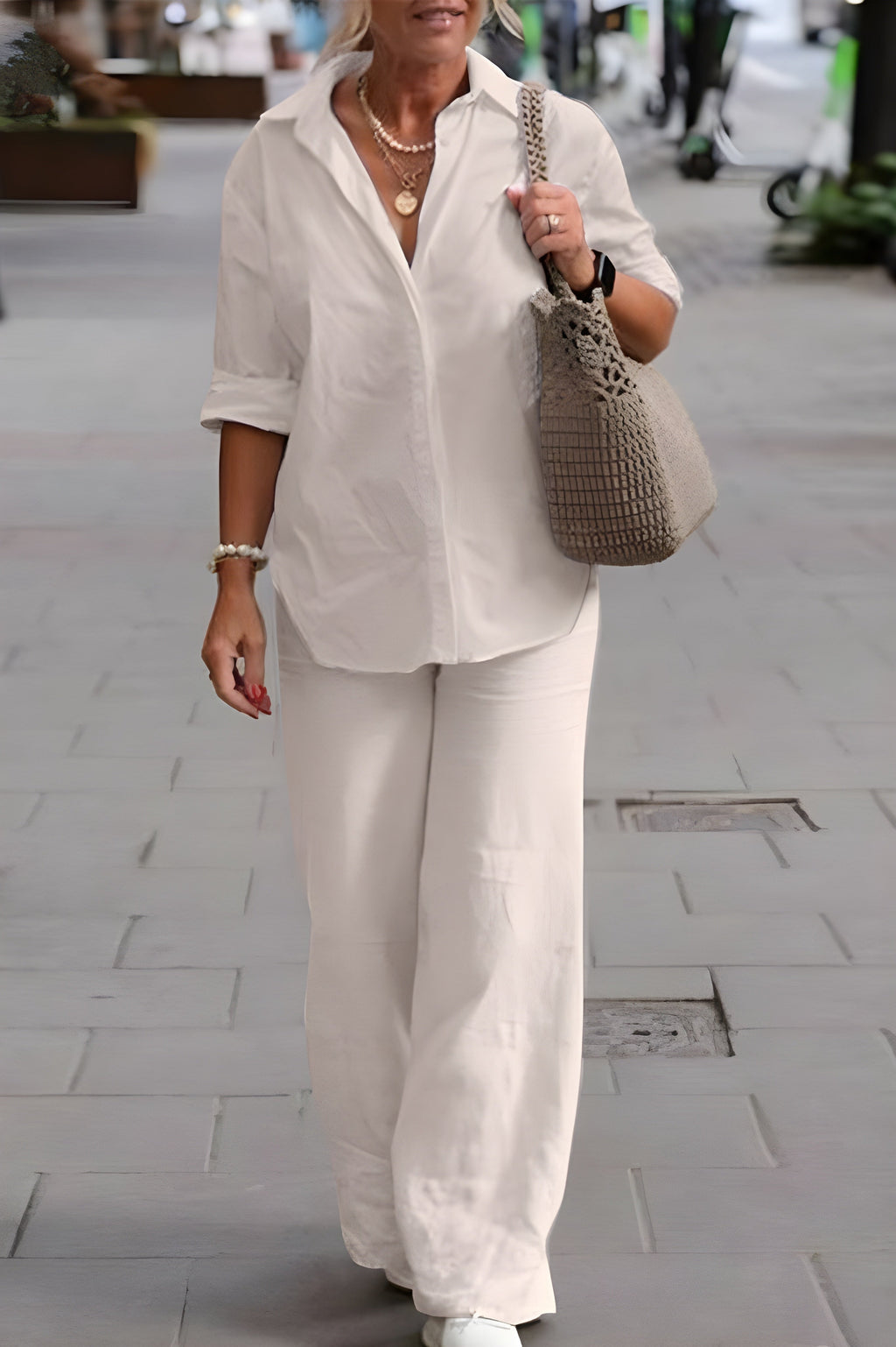 Women's Two-Tone Linen Blend Set