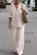 Women's Two-Tone Linen Blend Set