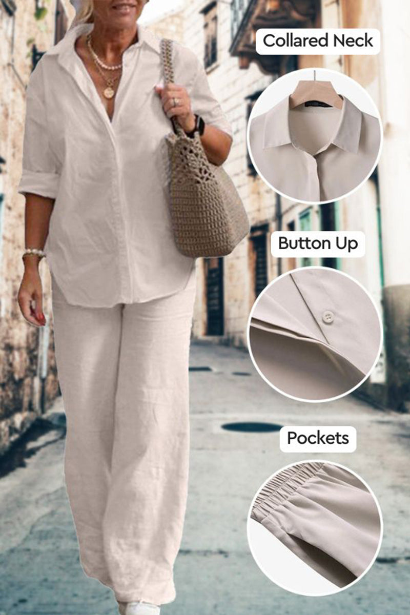 Women's Two-Tone Linen Blend Set
