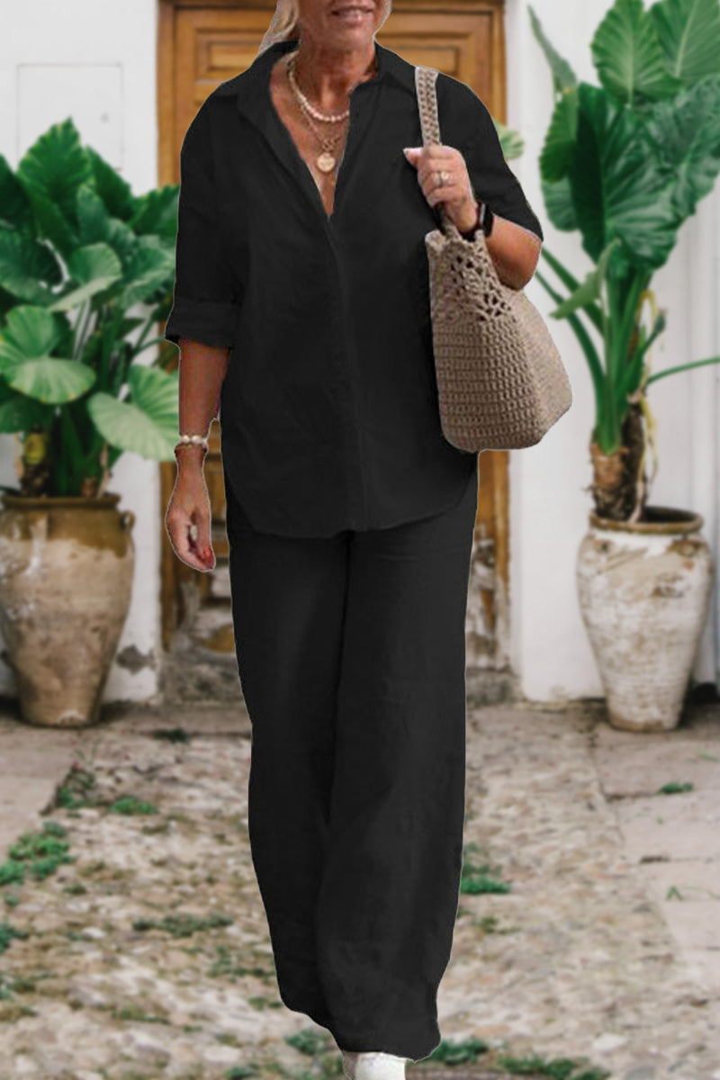 Women's Two-Tone Linen Blend Set