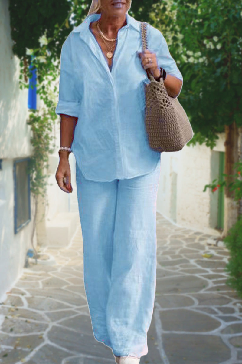 Women's Two-Tone Linen Blend Set