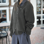 Women's Loose Fit Knit Cardigan | Casual Oversized Button-Up Sweater – Gray