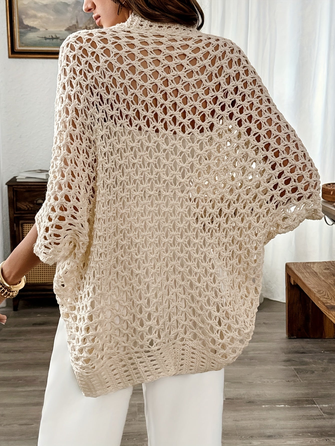 Women's Light Boho Knit Cardigan with Batwing Sleeves