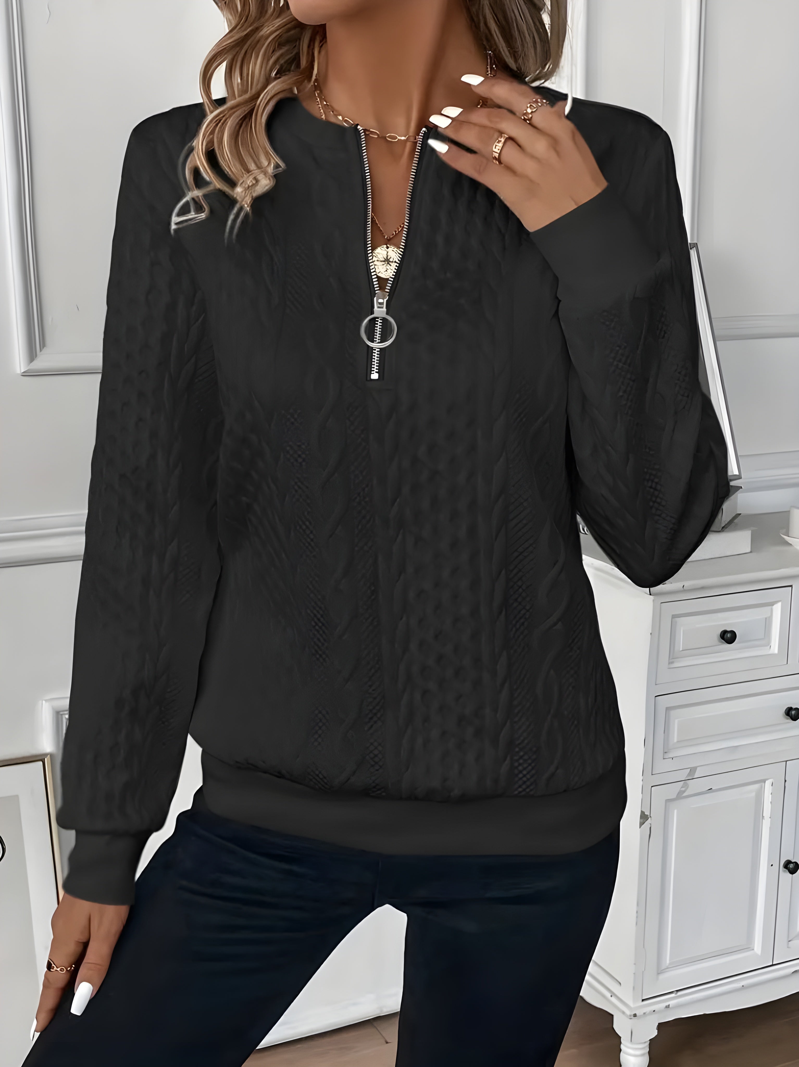 Women's Zip-Up Pullover Sweater | Chic Half-Zip Knitwear for Every Season
