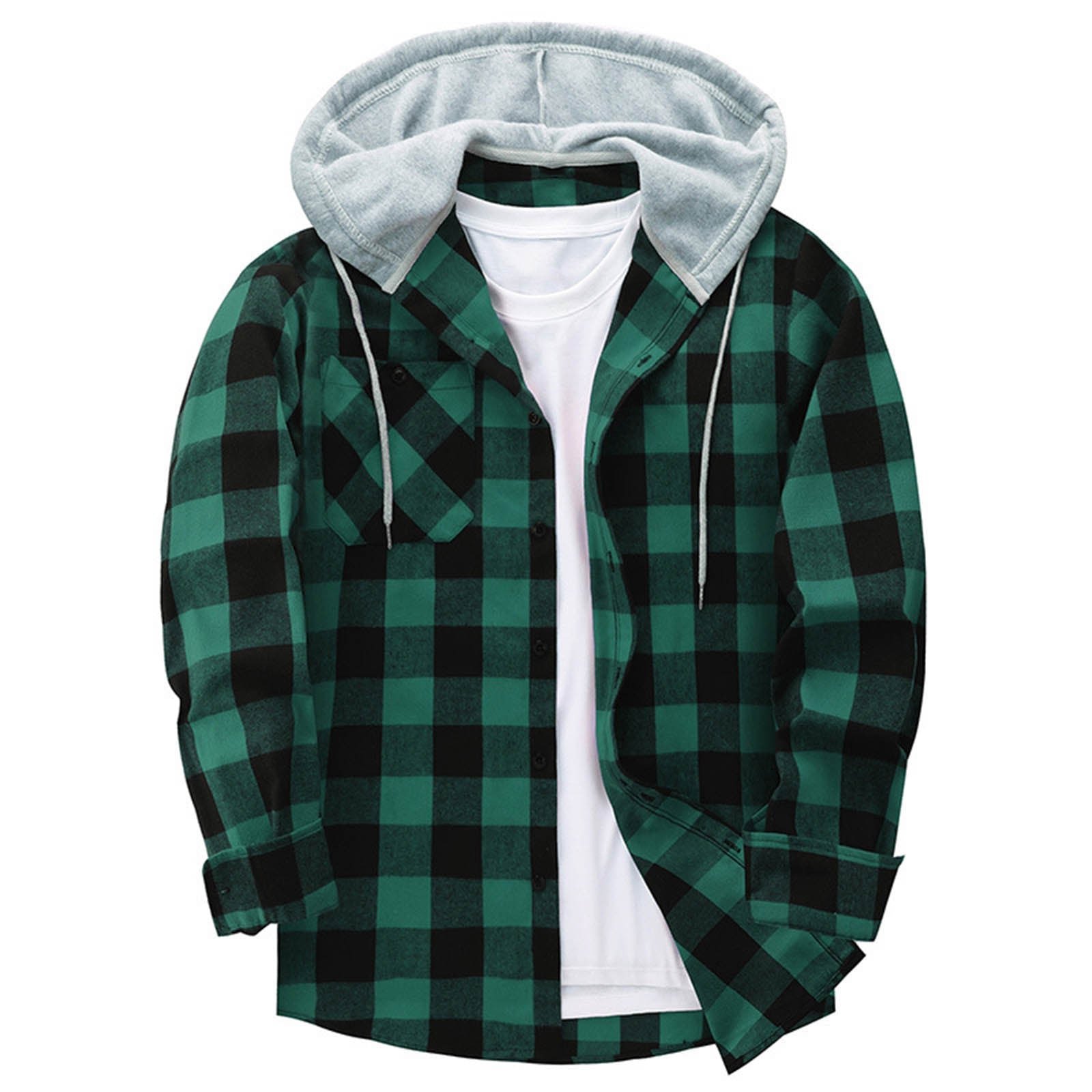 Men's Casual Plaid Hoodie Shirt