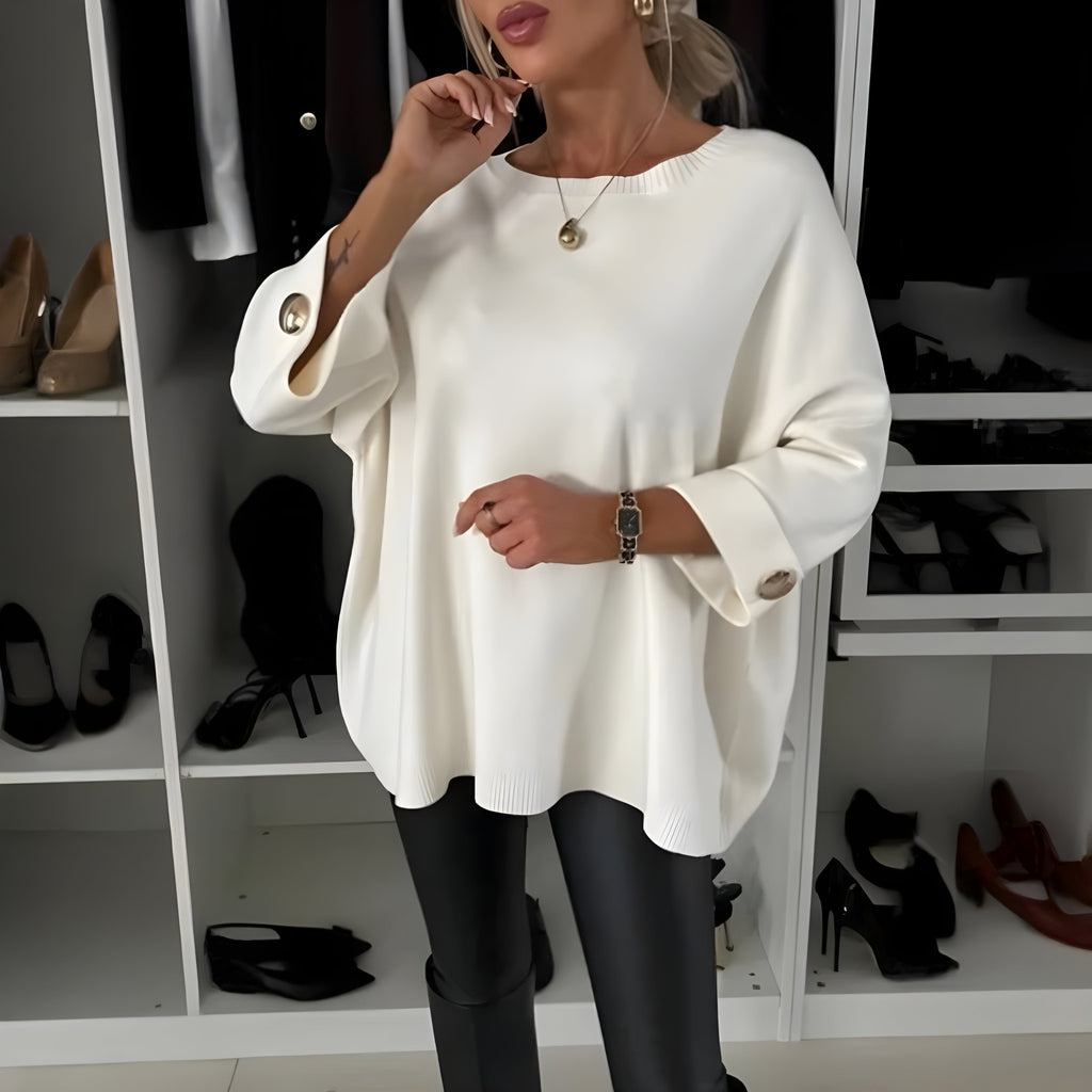 Women's Knit 3/4 Sleeve Top | Relaxed Casual Ribbed Knitwear for Everyday Wear