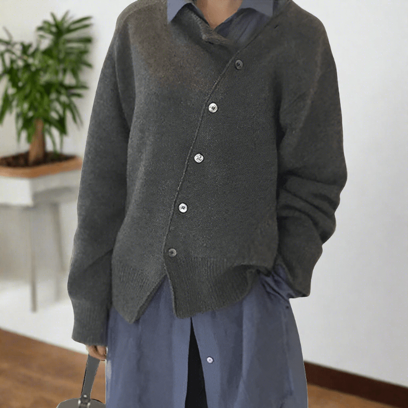 Women's Loose Fit Knit Cardigan | Casual Oversized Button-Up Sweater – Gray