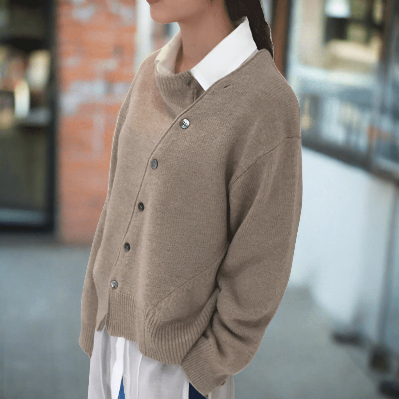 Women's Loose Fit Knit Cardigan | Casual Oversized Button-Up Sweater – Beige