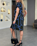 Women's Stylish Midi Dress with Short Sleeves