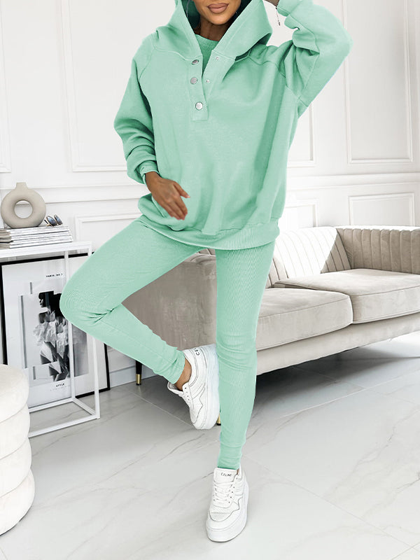 Women's 3-Piece Hoodie & Leggings Comfort Set | Soft Cozy Loungewear Outfit