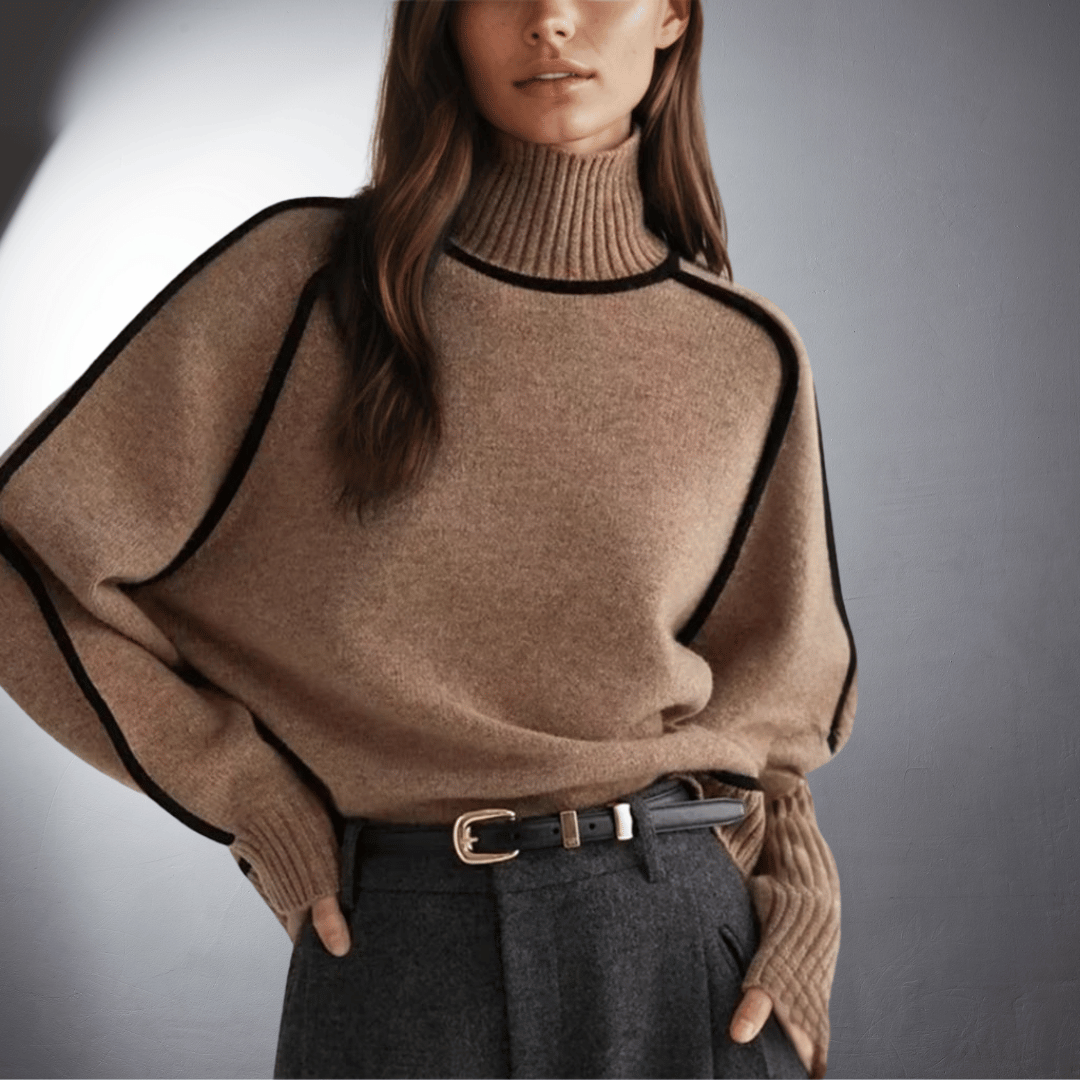 Women's Premium Organic Turtleneck Sweater | Eco-Friendly Luxury Knitwear in Neutral Tones