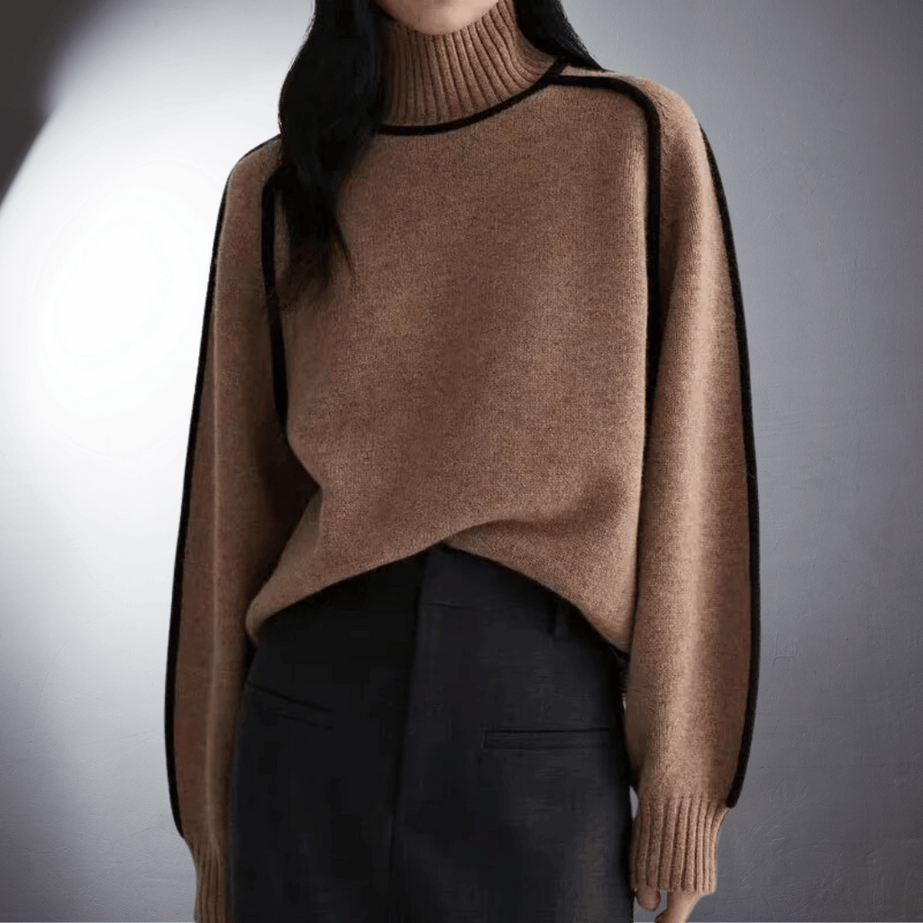 Women's Premium Organic Turtleneck Sweater | Eco-Friendly Luxury Knitwear in Neutral Tones