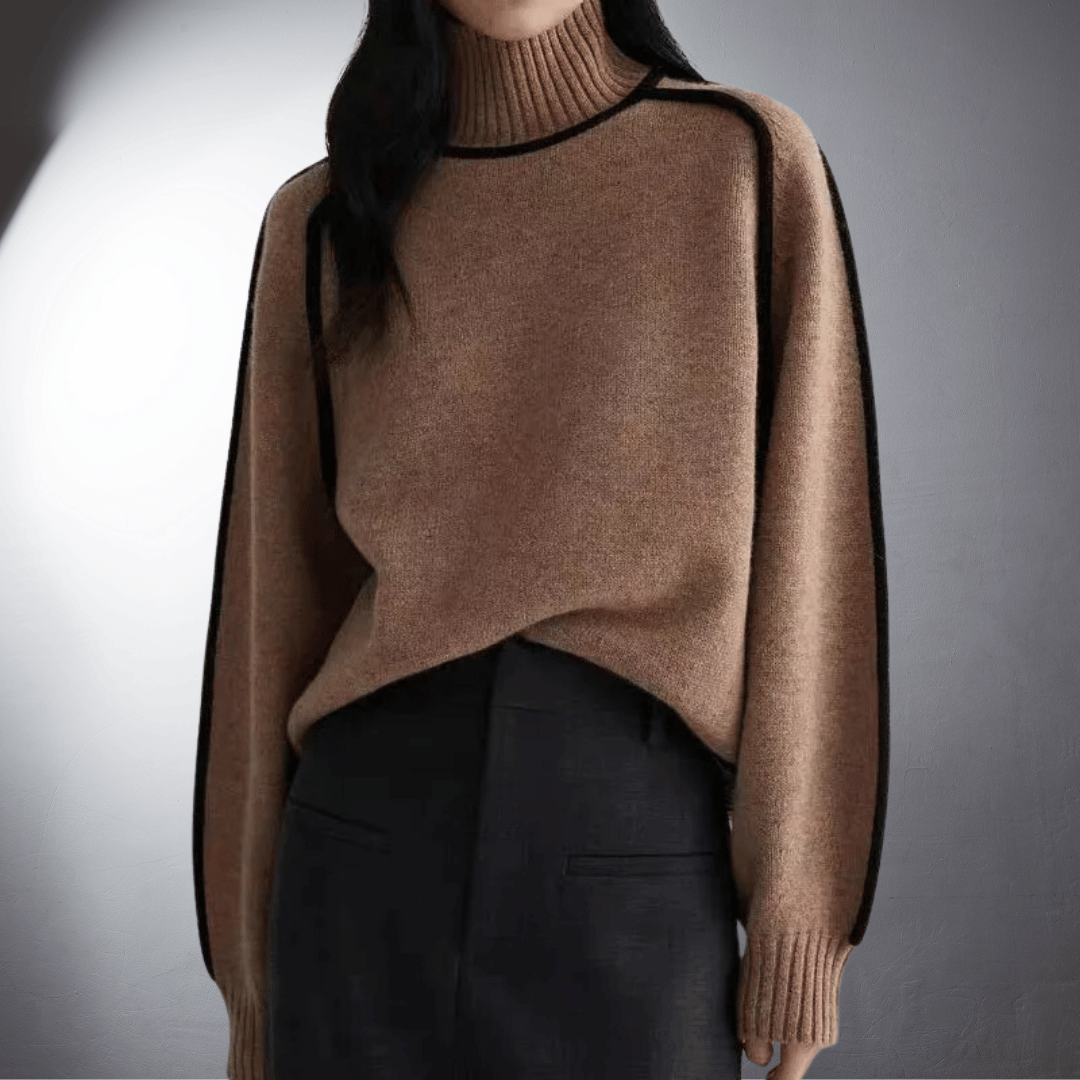 Women's Premium Organic Turtleneck Sweater | Eco-Friendly Luxury Knitwear in Neutral Tones