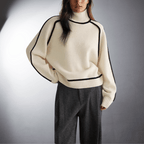 Women's Premium Organic Turtleneck Sweater | Eco-Friendly Luxury Knitwear in Neutral Tones