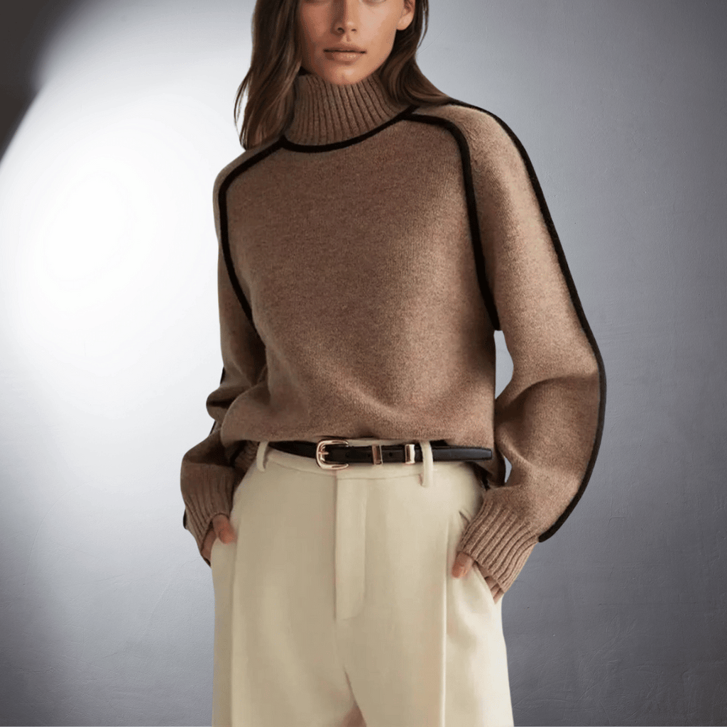 Women's Premium Organic Turtleneck Sweater | Eco-Friendly Luxury Knitwear in Neutral Tones