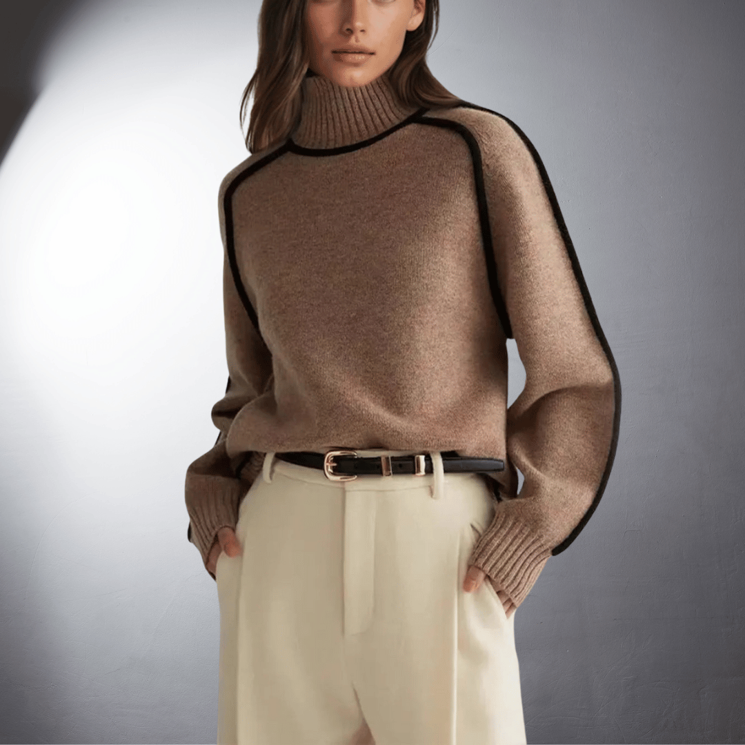 Women's Premium Organic Turtleneck Sweater | Eco-Friendly Luxury Knitwear in Neutral Tones