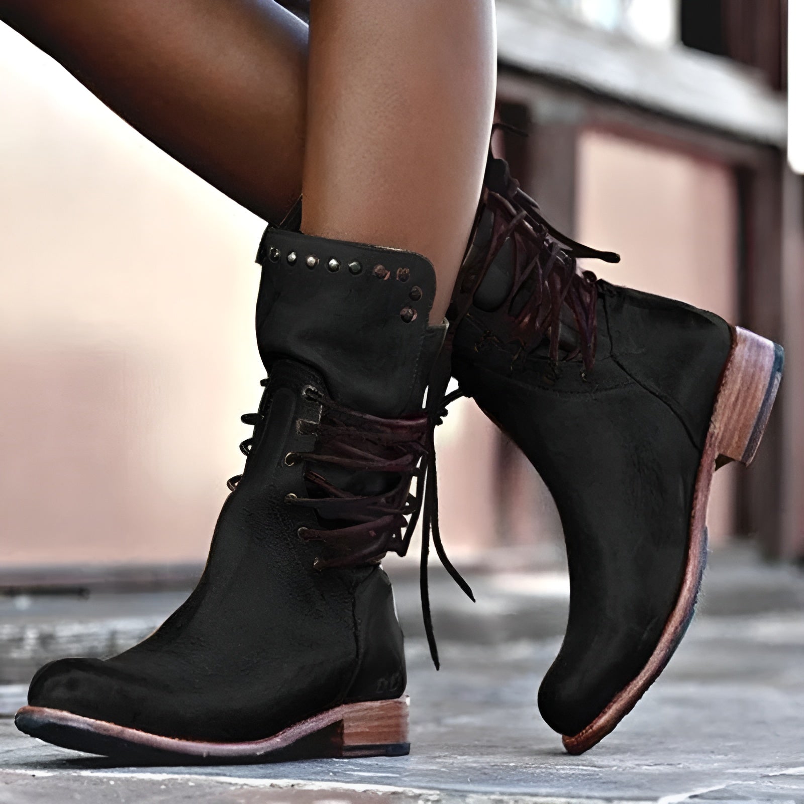 Women's Luxury Leather Lace-Up Boots | Classic Ankle Boots with Premium Finish