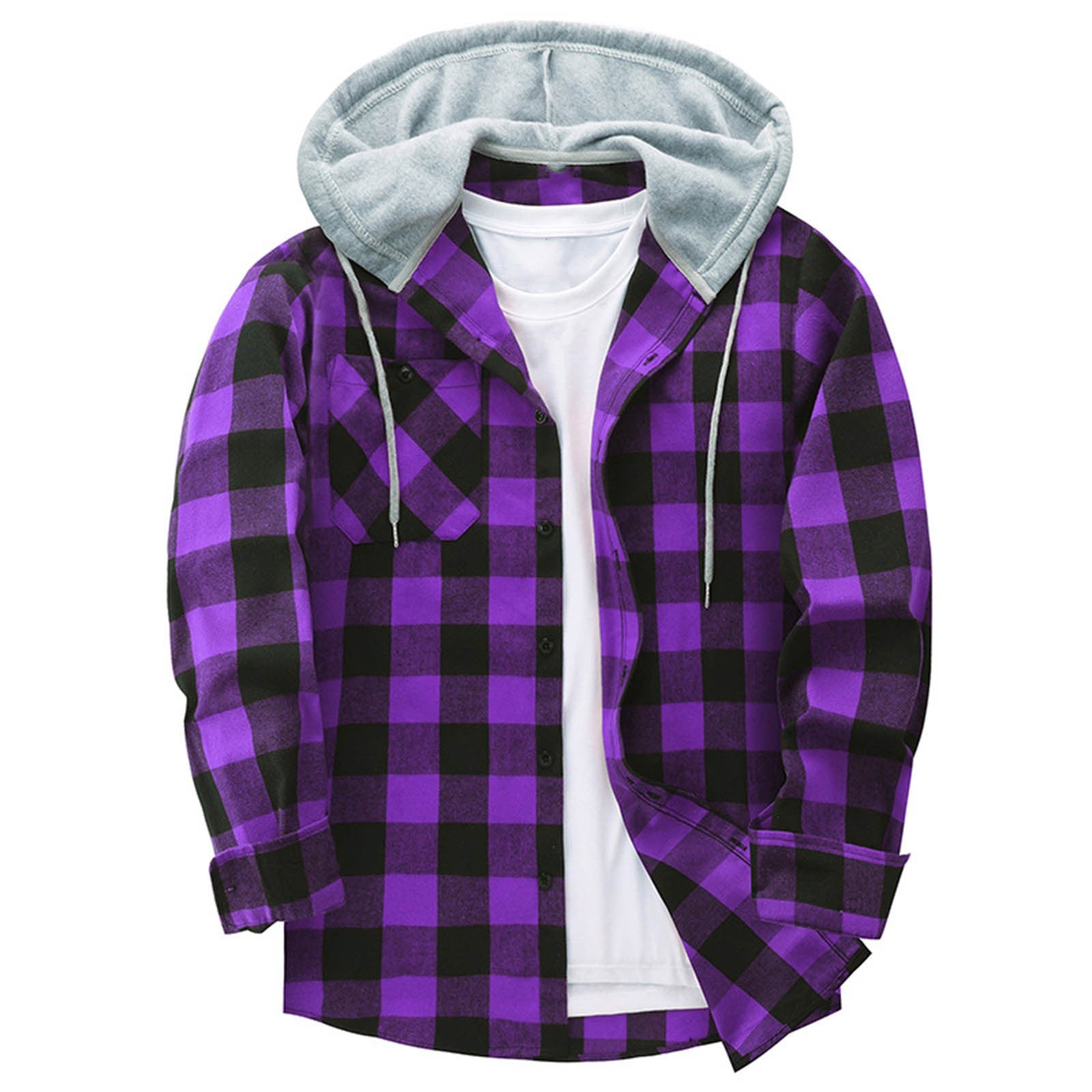 Men's Casual Plaid Hoodie Shirt