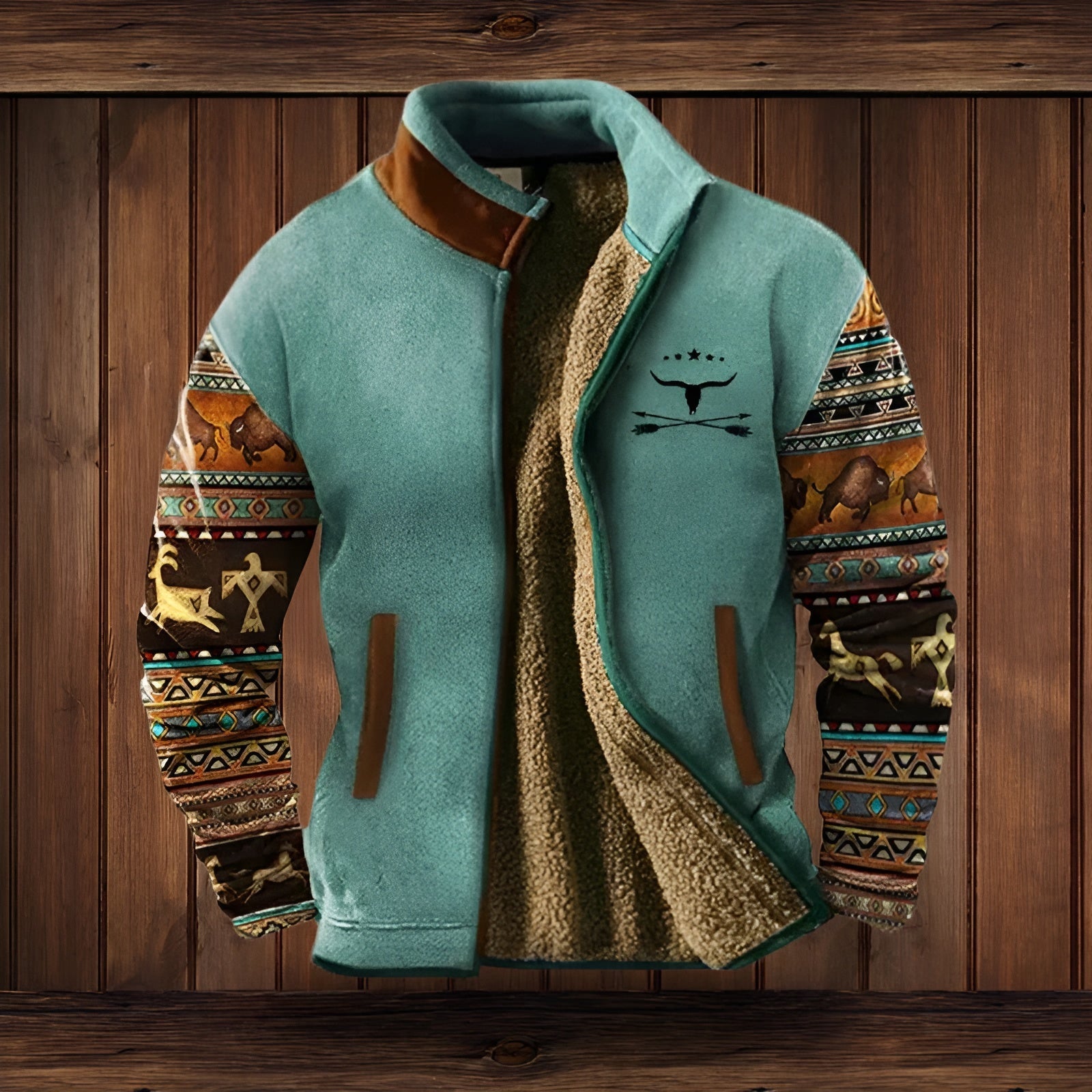 Men's Warm Lined Fleece Jacket | Cozy Zip-Up Outerwear in Print & Solid Options
