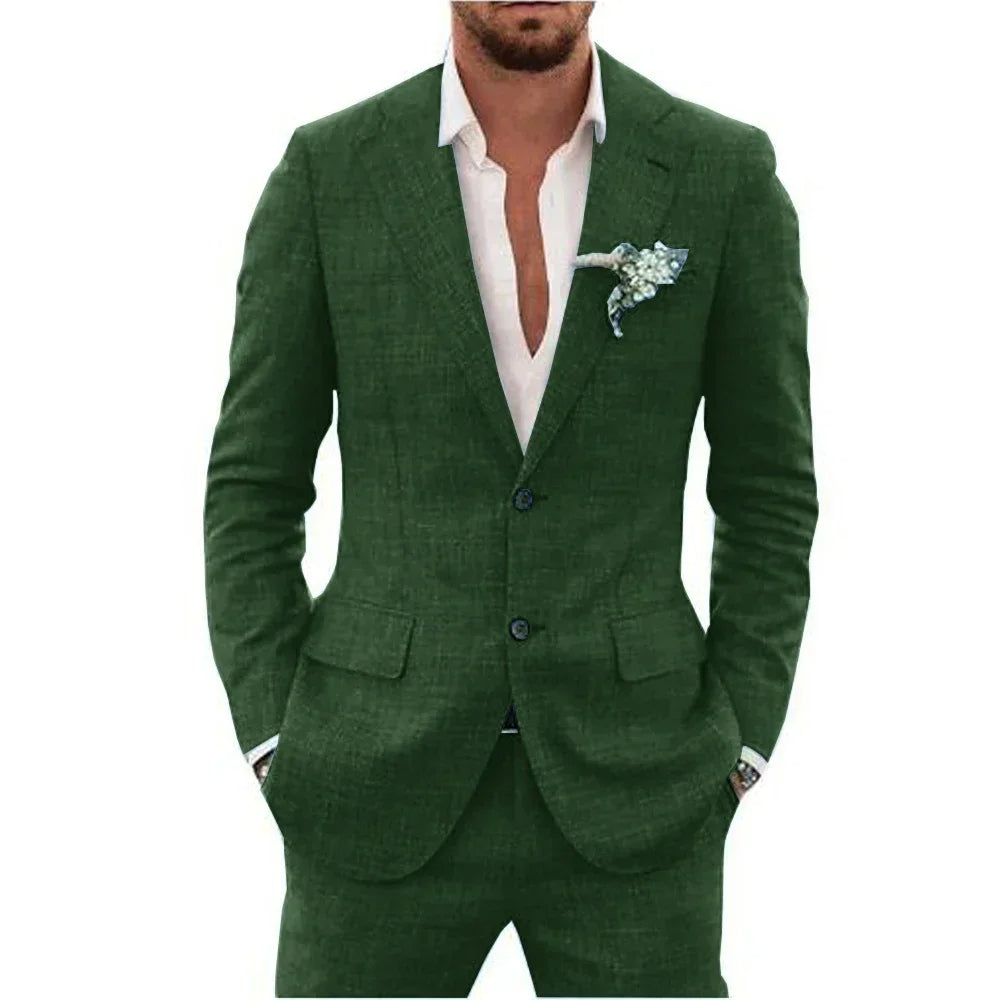 Men's Lightweight Casual Linen Suit | Breathable Summer Two-Piece for Warm Weather Style