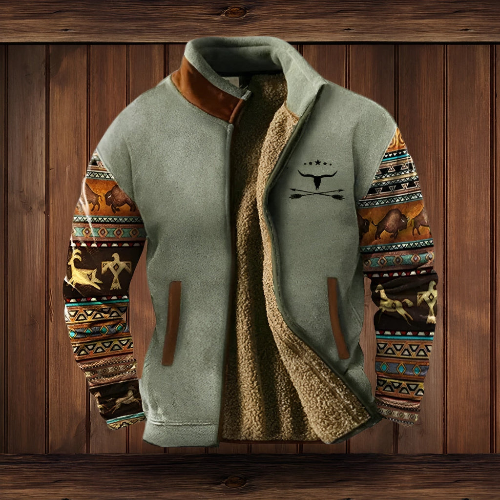 Men's Warm Lined Fleece Jacket | Cozy Zip-Up Outerwear in Print & Solid Options